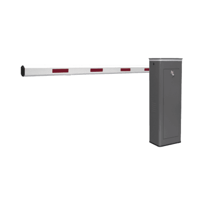 Kit de Barrera Vehicular Izquierda y Brazo de 3 Metros / Finales de Carrera Ajustables por Programación / Movimiento Fluido / Diseño Elegante Color Gris / Con Corona Led Semaforizada