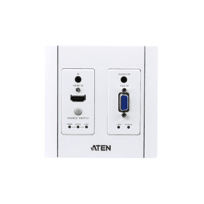 Transmisor HDBaseT | HDMI y VGA | Placa de Pared US / PoH (4K a 100 m) | (HDBaseT Class A) (PoH PD)