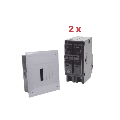 Kit Centro de Carga 4P para empotrar con 2 Interruptores Térmicos de 2 Polos, 20Amp 120/240Vca 10kA.