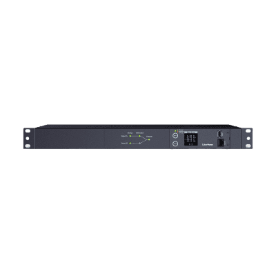 PDU ATS (Fuente Redundante Auto-transferible) Medible, Para Distribución de Energía, 2 Entradas 120 Vca NEMA5-15P, Con 10 Salidas NEMA 5-15R, Horizontal 19in, 1UR