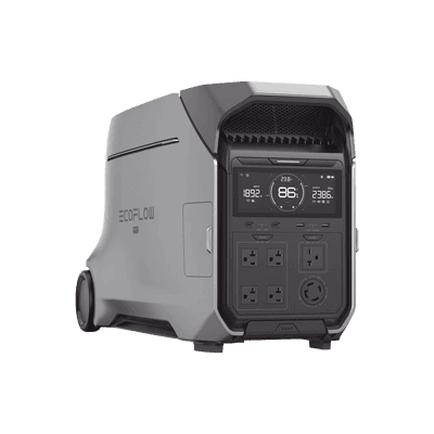 Estación de Energía Portátil DELTA PRO3 / 4096Wh Litio LFP / 5 AC 4000W (8000W Pico) / 2 USB-C 100W / Capacidad para Aumentar Respaldo / Cargador de Coche 10A a 12.6V / Conectividad WiFi y Bluetooth (App) / Carga Solar 2600W Max. (2 P