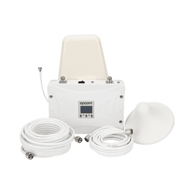Kit Amplificador de Señal Celular 2G, 3G y 4G / Mejora llamadas convencionales y VoLTE / Amplifica señal de TELCEL, AT&T y MOVISTAR / Cubre hasta 300 m² con una antena y hasta 900 m² con 3 antenas.