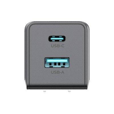 Cargador GaN III 35W / USB-C PD 35W + USB-A 22.5W / Doble Puerto Simultáneo / PD3.0 PPS QC4.0 AFC SCP FCP / Diseño Plegable de Bolsillo / Protección Integral 6 Capas