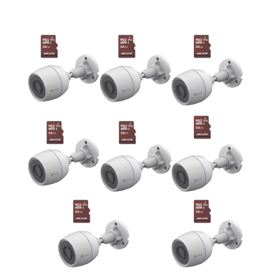 Kit de Camaras WiFi, Incluye 8 Piezas CS-H3C y 8 Piezas HS-TF-E1/32G /  Detección de Movimiento  