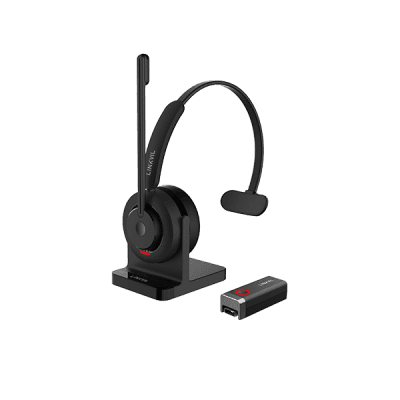 Diadema Inalámbrica / DECT 6.0 + Bluetooth 5.3 / Micrófono Rotable / Audio HD / Cancelación IA / Base de Carga
