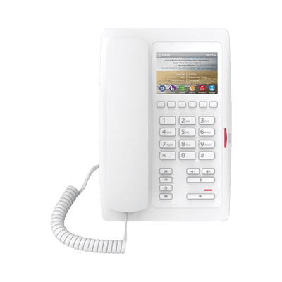 (H5 Color Blanco)Teléfono para Hotelería, profesional de gama alta con pantalla LCD de 3.5 pulgadas a color, 6 teclas programables para servicio rápido (Hotline) PoE