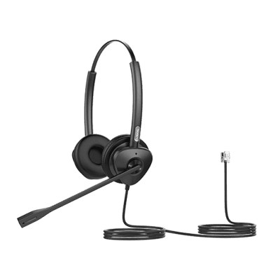 Diadema Binaural con Audio HD y Brazo Ajustable de 260°, Conexión RJ9 y Sonido de Alta Definición