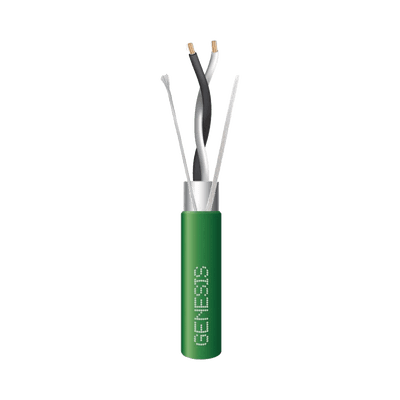 Bobina de 305 Metros (1000 Pies) / Cable 2 x 22 AWG / Color Verde / Blindado / Plenum / Trenzado para Aplicaciones de Transmisión de Datos a Alta Velocidad para Automatización, EIA-485, BACnet y Otros Sistemas de Comunicación