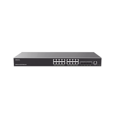 Switch Capa 3 PoE+ Administrable / 16 puertos 10/100/1000 Mbps + 4 Puertos SFP+ de 10 Gigabits / Hasta 240W / Compatible con GWN Cloud.