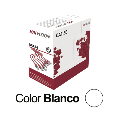 Bobina de Cable UTP 305 Metros (1000 Pies) / Cat5E (24 AWG) / Color Blanco / PVC (CM) / Uso en Interior / 100% Cobre / Aplicaciones de CCTV y Redes de Datos
