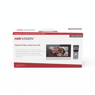 Kit de Videoportero Analógico de Metal / IP a 4 Hilos con Función de Llamada a App Hik-Connect / Monitor se Conecta a Internet por Cable o WiFi y por 4 Hilos al Frente de Calle  IP65 / Expandible a Mas Equipos 