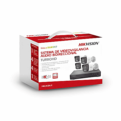 [Dual Light] Kit TurboHD 3K (5 Megapixel Real) / DVR 4 Canales / 4 Cámaras bala Dual Light / Audio bidireccional / Accesorios de Interconexión / Fuente de Poder