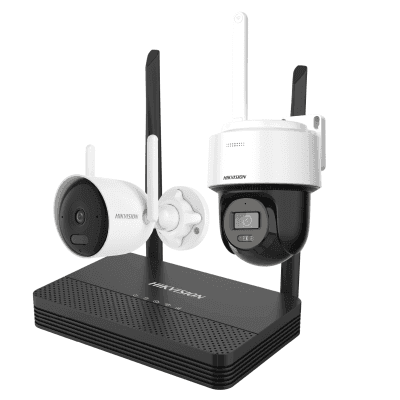 Kit IP Inalámbrico 4 Megapixel / NVS 4 Canales / 1 Cámara Bala Exterior + 1 Cámara Turret Interior con Lente 2.8 mm y Dual Light / Audio Bidireccional (Micrófono y Bocina) / Soporta Micro SD de 512 GB