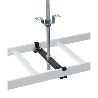 Kit de Soporte Central para escalerilla con Ajuste 12.00 pulgadas de Acero Color Negro / Incluye Varilla Roscada y Brackets / Para instalacion a Techo