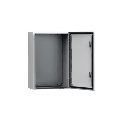 Gabinete de Uso Exterior MAS 600 x 400 x 240 mm NEMA 4/12/13; IP66; IK10 de Acero Dulce 1.5 mm con Platina de Montaje Incluida Color Gris Claro