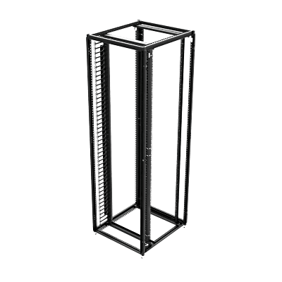 Organizador Vertical de Cables Rack 48 UR / Acero Negro / Sección 95x208 mm / Capacidad 726 Cables / Fijación Flecha 1.75 pulg
