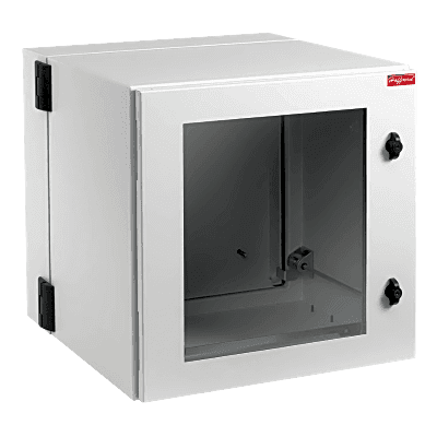 Gabinete Industrial ProTek de 8 UR Puerta con Ventana de 434 x 600 x 380 mm, Protección NEMA Tipo 12; IP55; IK10, Abatible, Fabricado en Acero, Color Gris Claro