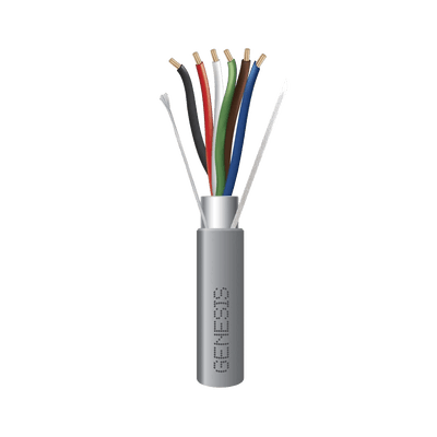 Bobina de 152 Metros (500 Pies) de Cable / 6 x 22 AWG BLINDADO / Riser / Color Gris / Para Aplicaciones de Audio, Seguridad y Control