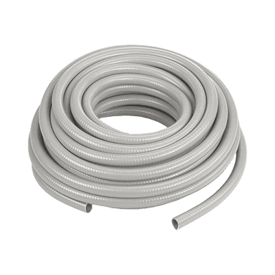 Manguera hermética tipo PolyTuff no metálica gris de 3/4", 100 pies. Uso comercial/industrial.