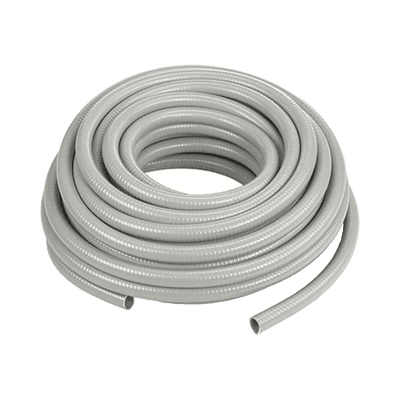 Manguera hermética flexible tipo PolyTuff no metálica, gris de 1" y 100 pies. Uso comercial/industrial.