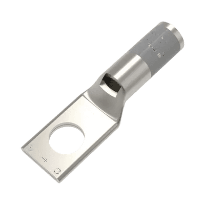 Zapata Terminal de Compresión BURNDY Cañón Corto para Tornillo de 3/8" y Calibre 4 AWG.