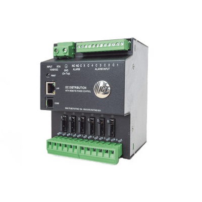 Fuente de distribución de 6 salidas, control y monitoreo Ethernet, Vo: 10-60V Dc, para montaje en riel din