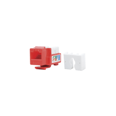 Módulo Jack Keystone Cat5e con Terminación 110 (Punchdown) para Faceplate - Color Rojo