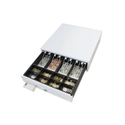 Cajón para Efectivo / Serie MK / 4 Compartimentos Billetes 5-8 Monedas / Clips Metálicos / Ranura de Inserción / Punto de Venta
