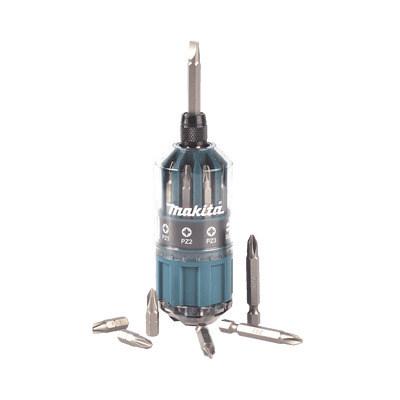 Desarmador Makita Con 18 Puntas intercambiables Tipo: Ph 2, Pz 1, Pz 2, Pz 3, SI 4, SI 5, SI 6.