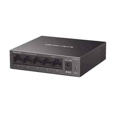 Switch NO Administrable / Para escritorio / Carcasa de metal / 5 puertos 10/100/1000 Mbps / Diseño Compacto / Plug and Play