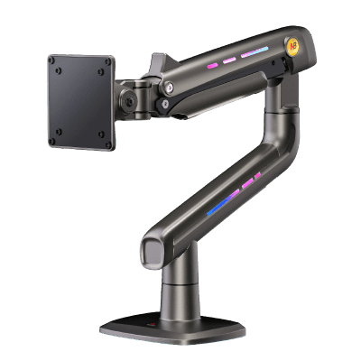 Soporte Mecánico Gaming NB F5 / Monitores de 32" a 60" / VESA 75x75 y 100x100 mm / Carga 2-20 kg (4.4-44 lbs) / Iluminación RGB / Sistema de Resorte de Alta Precisión