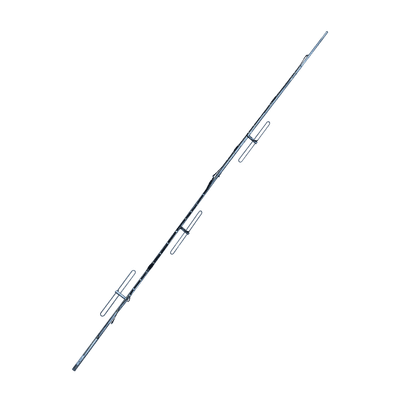 Antena base de 4 dipolos. Rango de frecuencia de 144 - 160 MHz y ganancia de 6/9 dBi omnidireccional/direccional. 