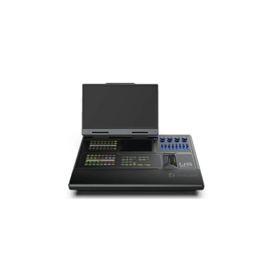 Controlador de Eventos Compacto U5 / Pantalla Táctil Principal 21.5" / Pantalla Inteligente 8" / 87 Botones LCD Programables / 4 Encoders y 8 Faders / Control MIDI y KVM / Diseño Plegable / Software PixelFlow / HDMI 2.0 / 12G-SDI /