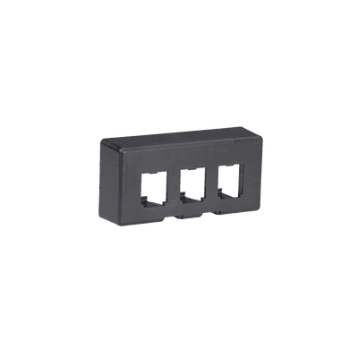 Placa de Mobiliario Modular Estándar, Salidas Para 3 Puertos Mini-Com, Color Negro