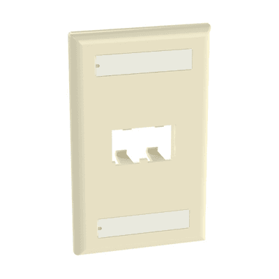 Placa de Pared Vertical Clásica, Salida Para 2 Puertos Mini-Com, Con Espacios Para Etiquetas, Color Marfil