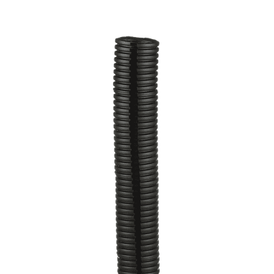 Tubo Corrugado Abierto para Protección de Cables, 1.25 in (31.8 mm) de Diámetro, 15.2 m de Largo, Color Negro