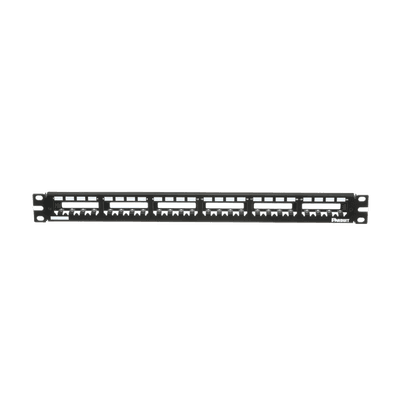 Panel de Parcheo Modular Mini-Com (Sin Conectores), Plano, Totalmente Blindado, de 24 Puertos, 1UR