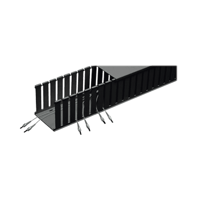 Canaleta Ranurada de PVC sin Tapa, Fiber-Duct™, 4 in de Ancho, 4 in de Alto y 1828.8 mm de Largo, Color Negro