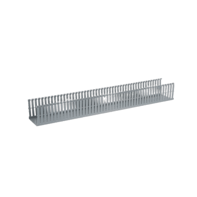 Canaleta Ranurada de PVC con Tapa, Tipo F, 82.6 mm de Ancho, 79.2 mm de Alto y 2 m de Largo, Color Gris