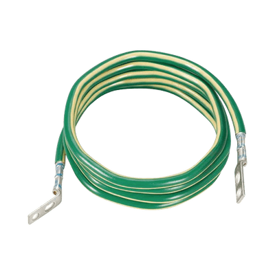 Jumper para Aterrizar Equipos, 6 AWG, con Terminal Doblada a 45 Grados y Terminal Recta, Para Conexión a Tierra y Terminal Recta Para Equipos, 1.8m de Largo