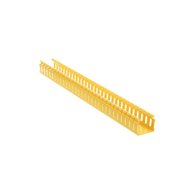 Canaleta Ranurada de PVC sin Tapa, Tipo H (Tapa Abisagrada), 2 in de Ancho, 2 in de Alto y 3048 mm de Largo, Color Amarillo