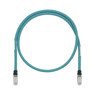 Patch Cord Cat6A de Grado Industrial 600V, Blindado SF/UTP, Calibre 26 AWG, Color Aqua, 5 Metros (16.40 Pies)