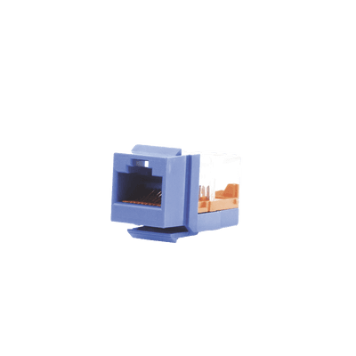 Conector Jack Estilo Leadframe, Tipo Keystone, Categoría 5e, de 8 Posiciones y 8 Cables, Color Azul