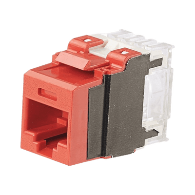 Conector Jack Estilo 110 (de Impacto), Tipo Keystone, Categoría 6A, de 8 Posiciones y 8 Cables, Color Rojo
