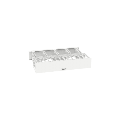 Organizador de Cables Horizontal NetManager de Alta Densidad, Doble (Frontal y Posterior), Para Rack de 19in, 2UR, Color Blanco