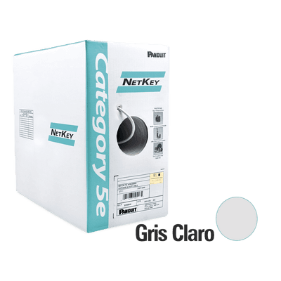 Bobina de Cable UTP 305 Metros (1000 Pies) de Cobre, NetKey, Gris Claro, Categoría 5e (24 AWG), Riser (CMR), de 4 Pares