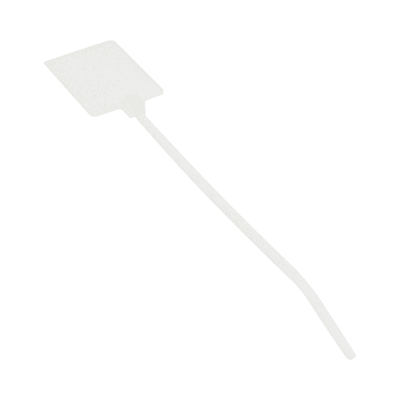 Cincho de Identificación Tipo Bandera, 130 mm largo x 2.5mm ancho, Área de Marcado de 19.1 x 26.4 mm, Nylon 6.6, Color Natural, Bolsa de 100pz