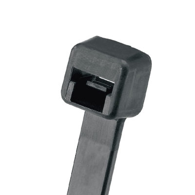 Cincho de Nylon 6.6 Pan-Ty, 368mm largo x 7.6mm ancho, Color Negro, Exterior Resistente a Rayos UV, Paquete de 100pz
