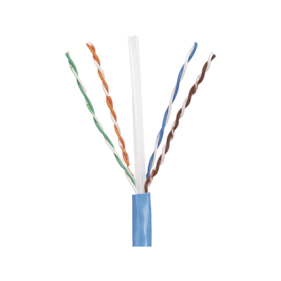 Bobina de Cable UTP 305 Metros (1000 Pies) de Cobre, PanNet, Azul, Categoría 5e (24 AWG), Riser (CMR), de 4 Pares