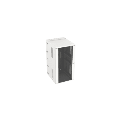 Gabinete PanZone de Montaje en Pared, de 19in, Puerta con Ventana de Seguridad, 26 UR, 762mm de Profundidad, Color Blanco